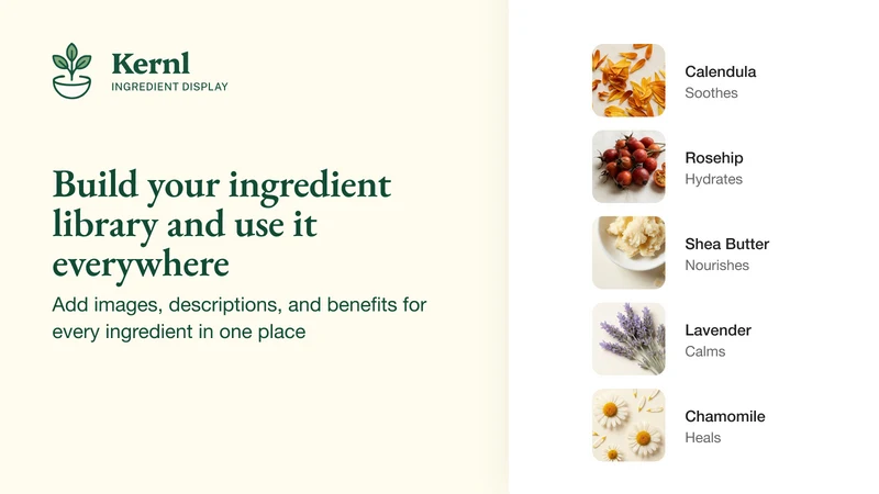 Kernl ‑ Ingredient Display