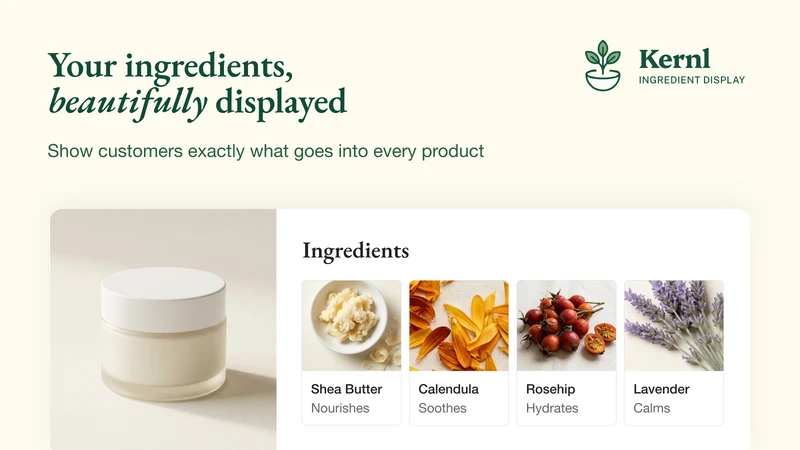 Kernl ‑ Ingredient Display
