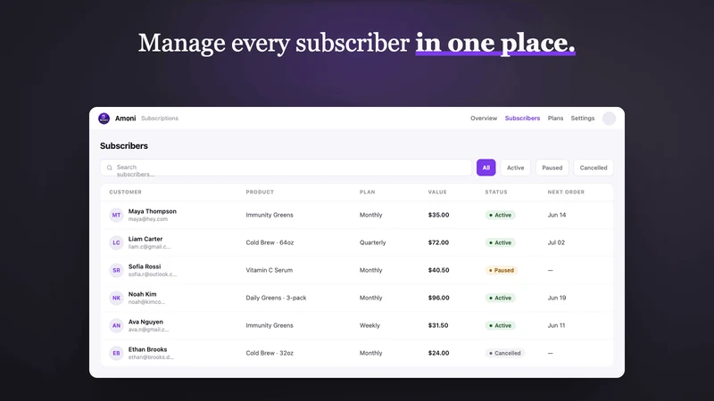 Amoni Subscriptions