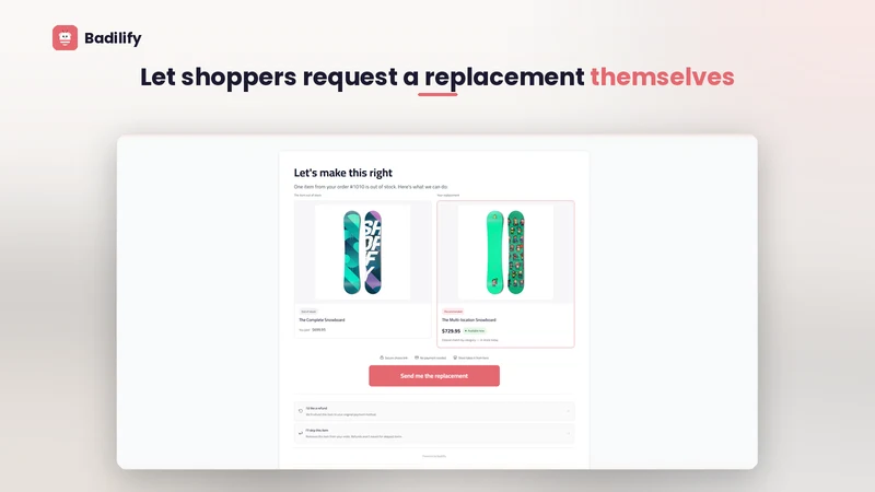 Badilify ‑ Out of Stock Backup