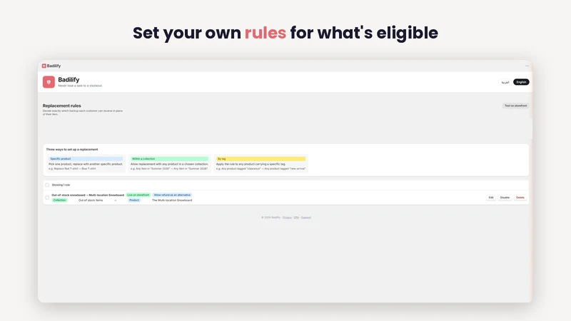 Badilify ‑ Out of Stock Backup