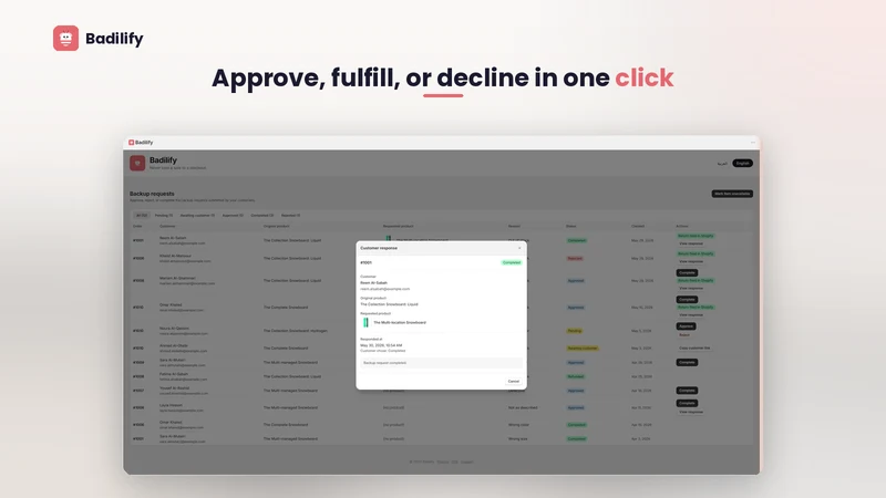 Badilify ‑ Out of Stock Backup