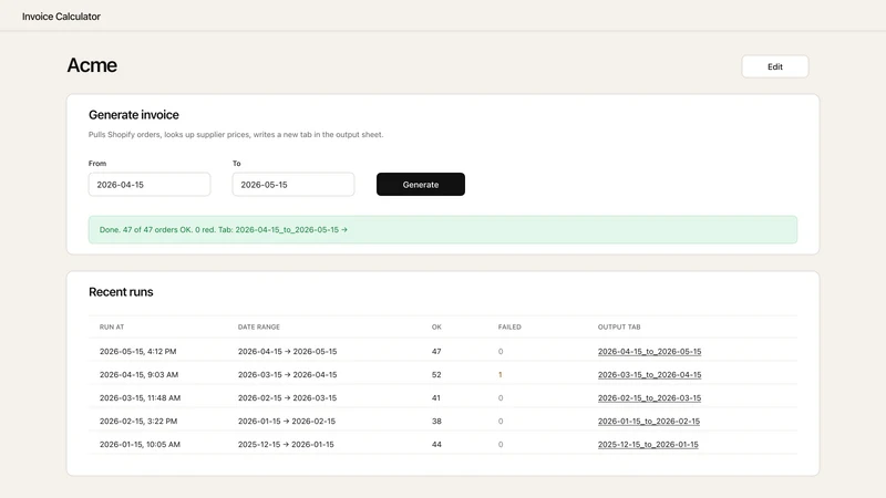 Invoice Calculator