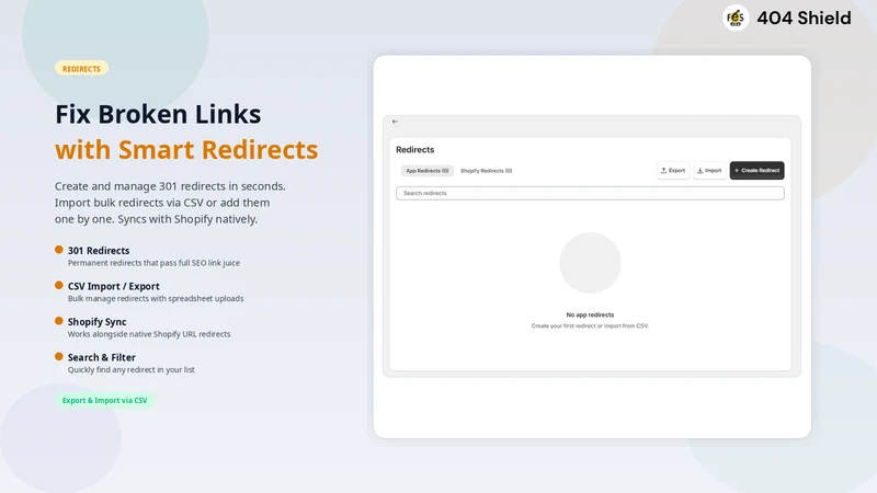 404 Shield: Redirect Manager