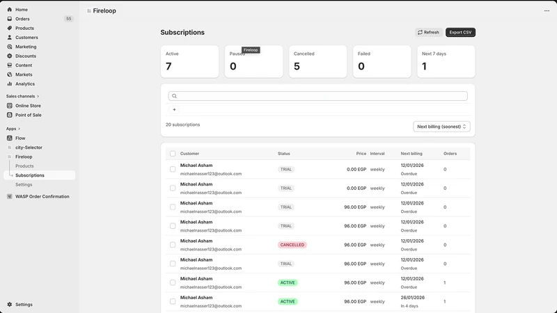 Fireloop Subscriptions