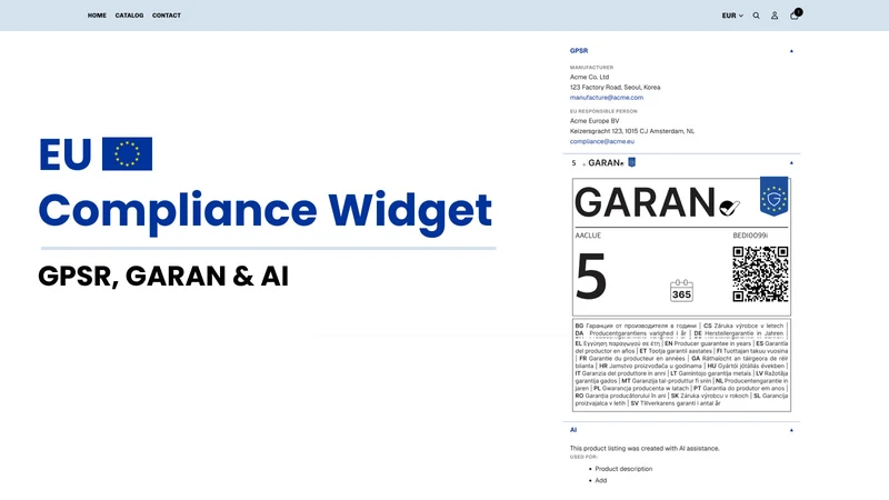GARAN: EU Compliance Widget