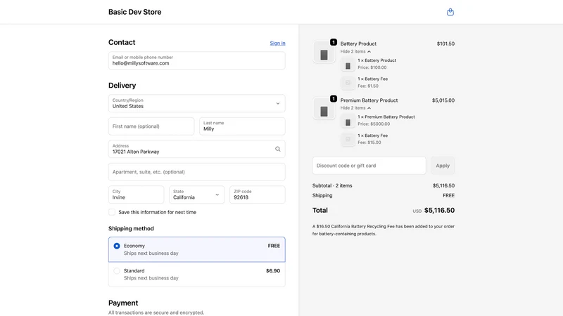 CA Battery Fee
