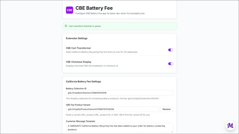 CA Battery Fee