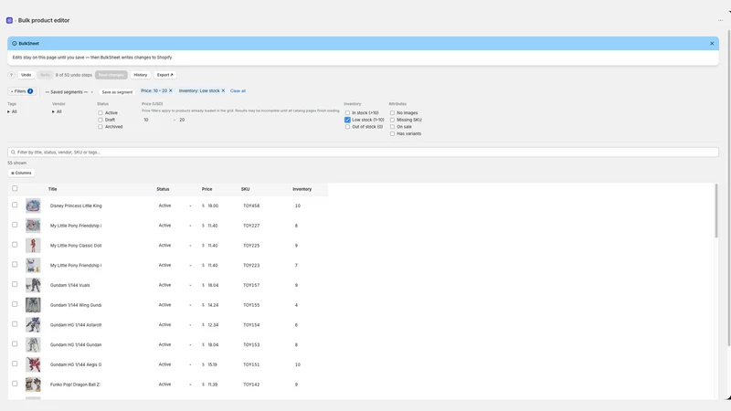 BulkSheet: Bulk Product Editor