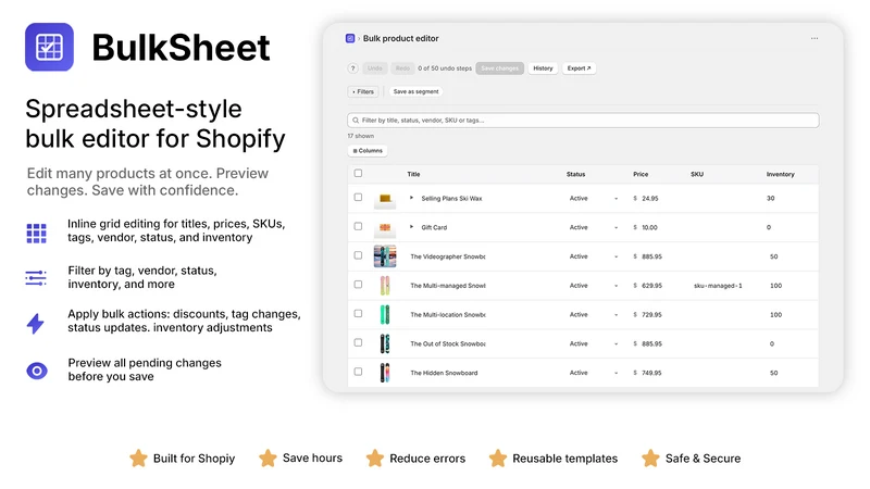 BulkSheet: Bulk Product Editor