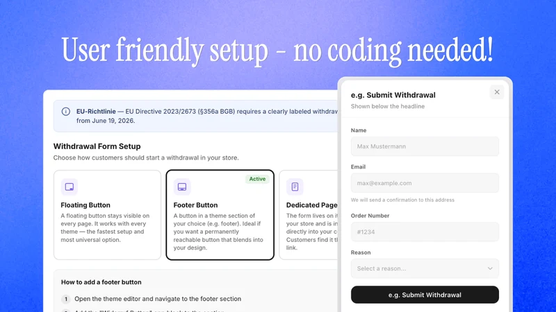 EU Withdrawal Form & Button