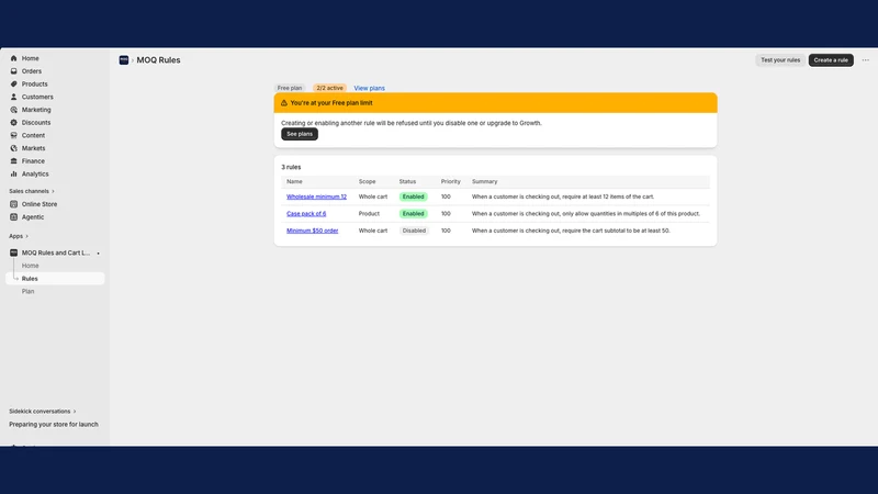 Solution Digest: MOQ Rules