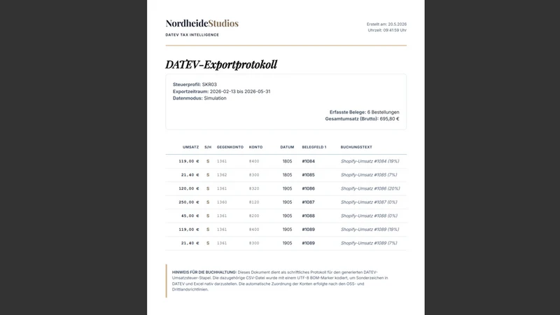 DATEV Export & Steuern
