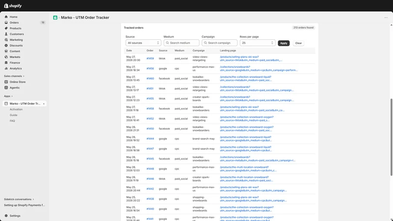 Marko ‑ UTM Order Tracker