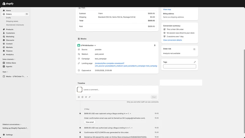 Marko ‑ UTM Order Tracker