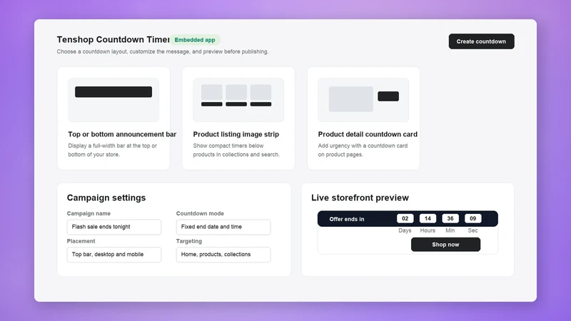Tenshop Countdown Timer