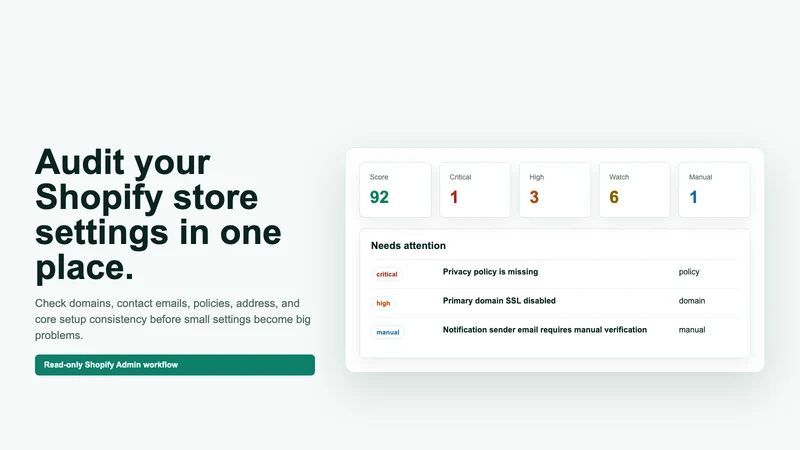 StoreGuard Settings Audit