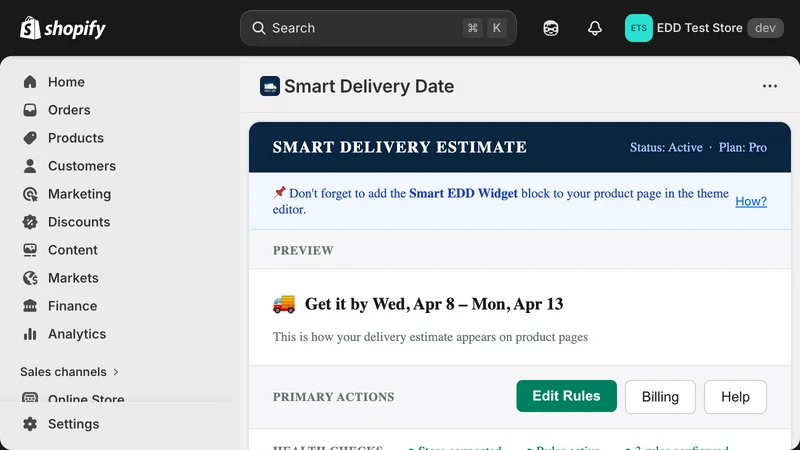 Smart Estimated Delivery Date