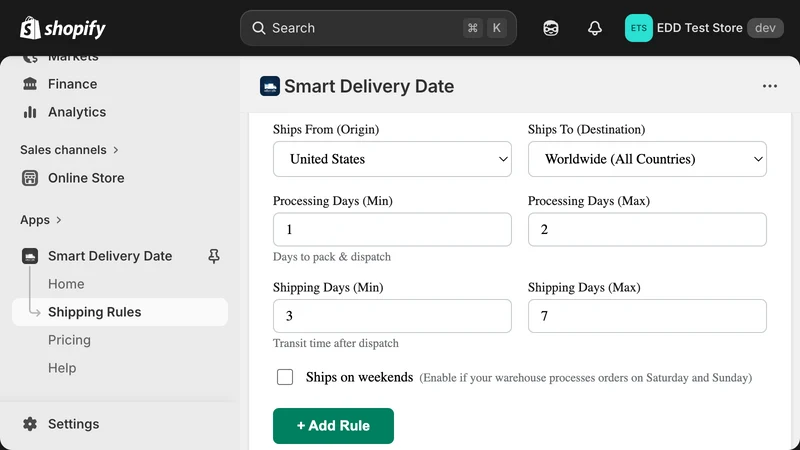 Smart Estimated Delivery Date