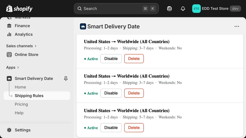 Smart Estimated Delivery Date