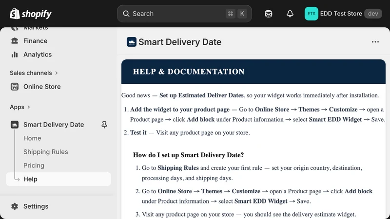 Smart Estimated Delivery Date