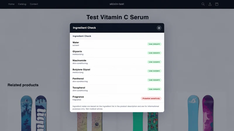 Skinin ‑ Ingredient Checker