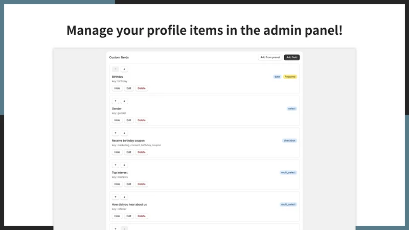 UR: Customer Profile Fields