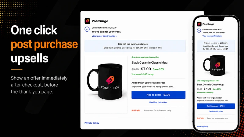 PostSurge Post Purchase Upsell