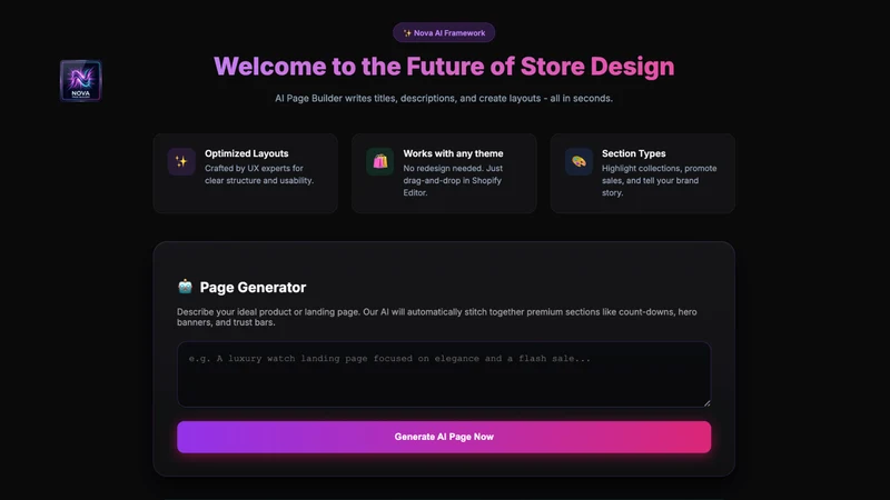 Nova AI Theme Page Builder