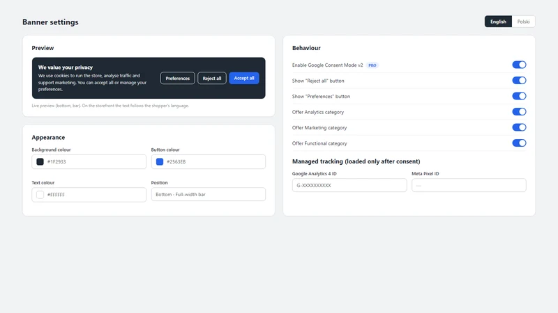 ConsentPL: GDPR Cookie Banner