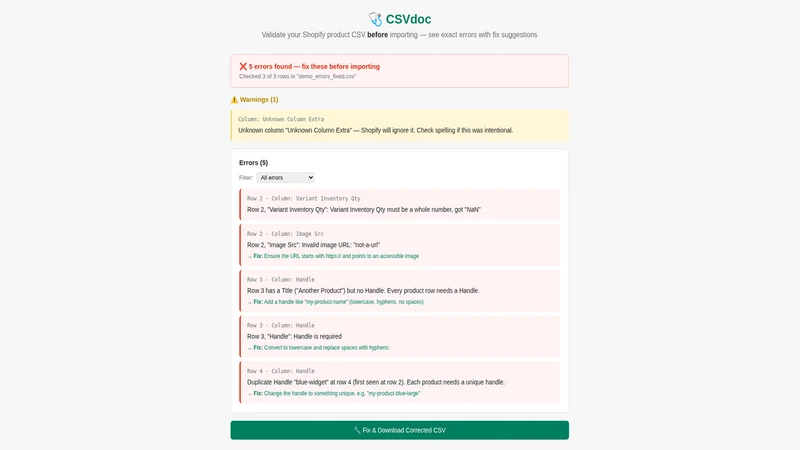 CSV Import Doctor