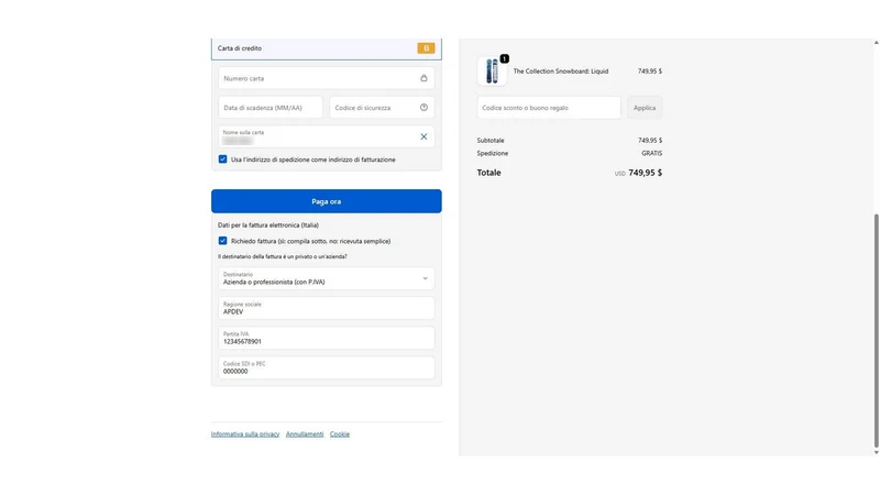 Dati Fatturazione Elettronica