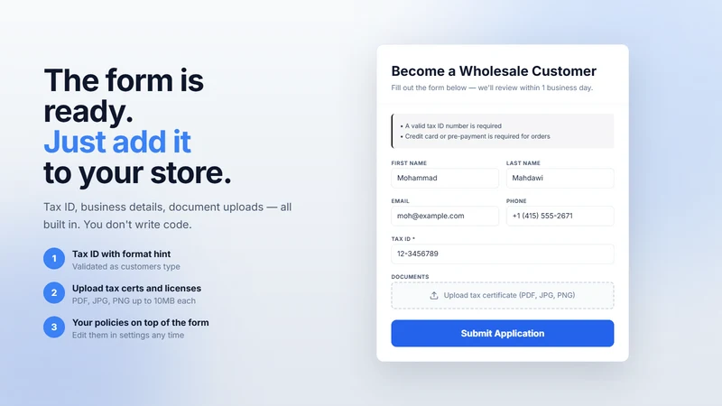 Add To Wholesale B2B Pricing