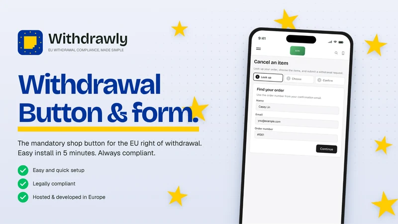 Withdrawly: EU Form & Button