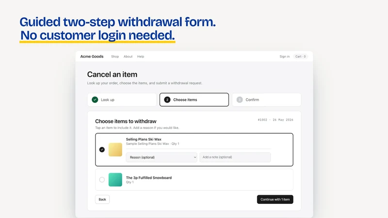 Withdrawly: EU Form & Button