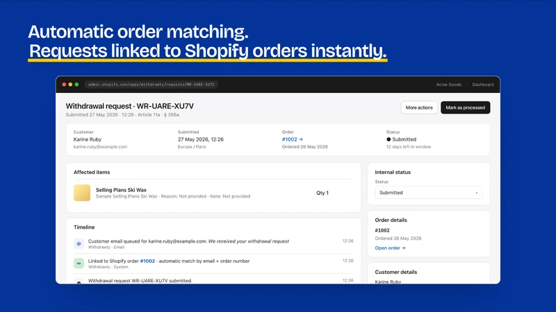 Withdrawly: EU Form & Button
