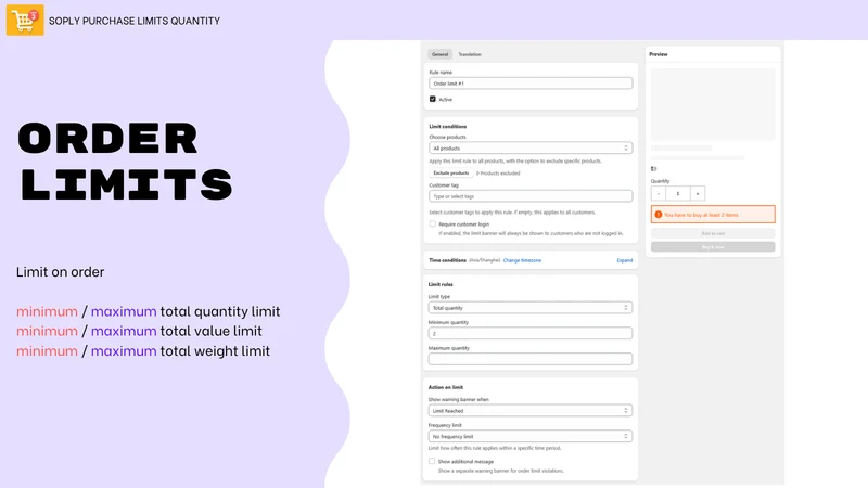 Soply Purchase Limits Quantity
