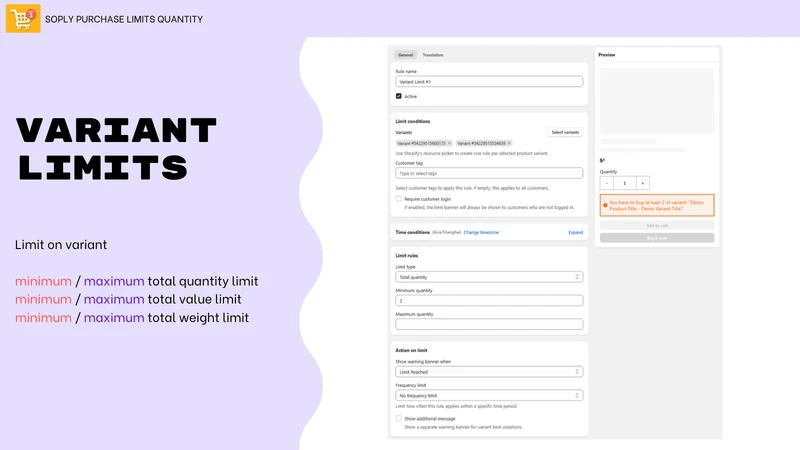 Soply Purchase Limits Quantity