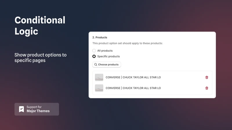 ∞ Product Options & Customizer