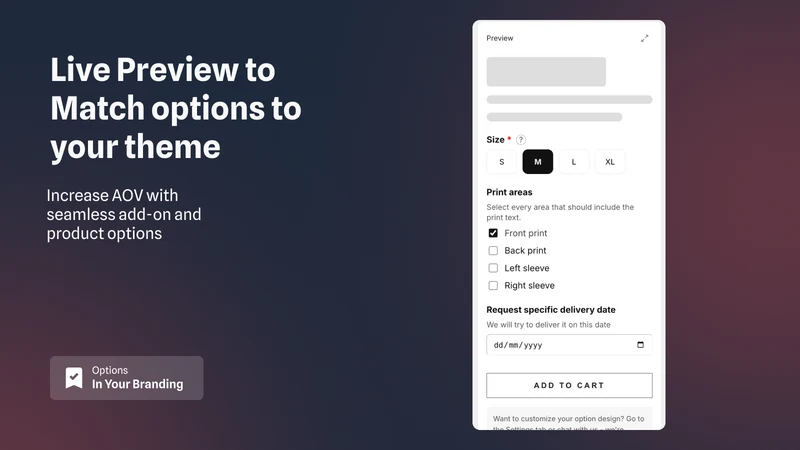 ∞ Product Options & Customizer