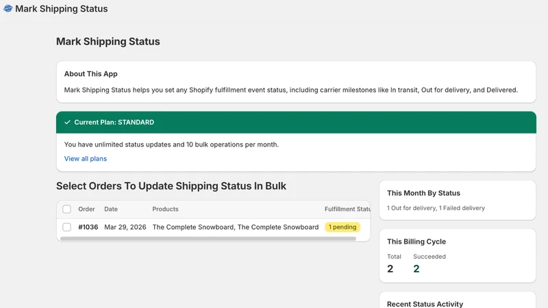 Mark Shipping Status