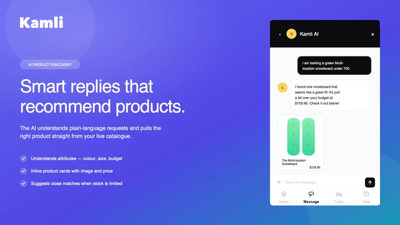 Kamli: AI chatbot + Live Chat