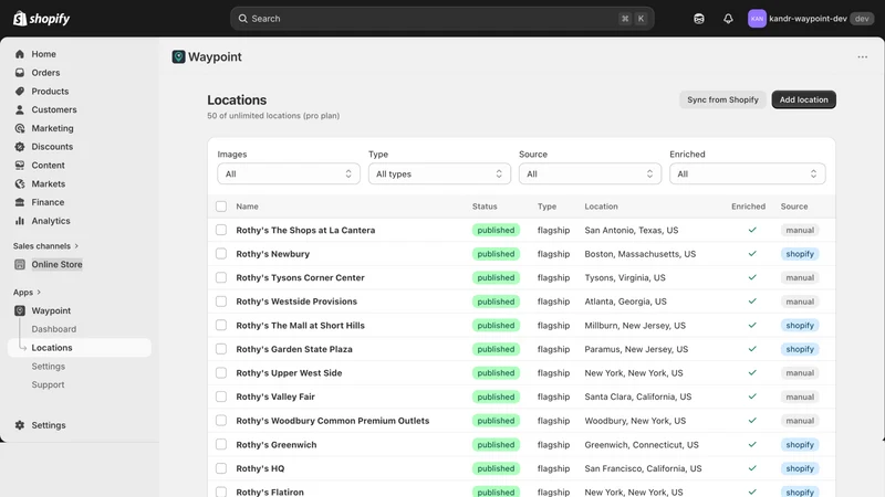 Waypoint Store Locator