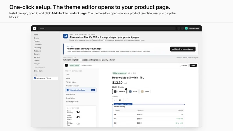 B2B Volume Pricing Table