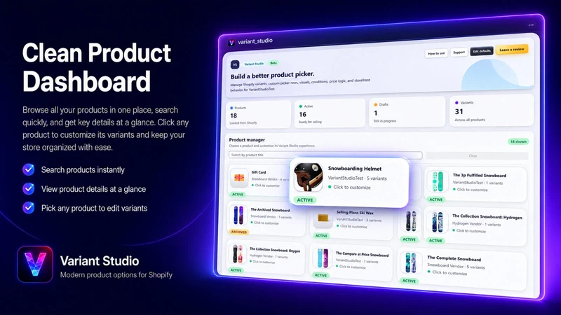 Variant Studio Product Options