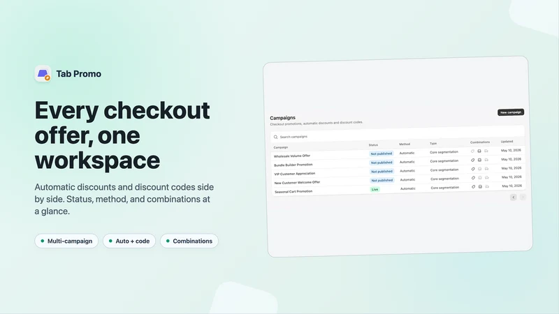 Tab Promo: Discounts & Tiers