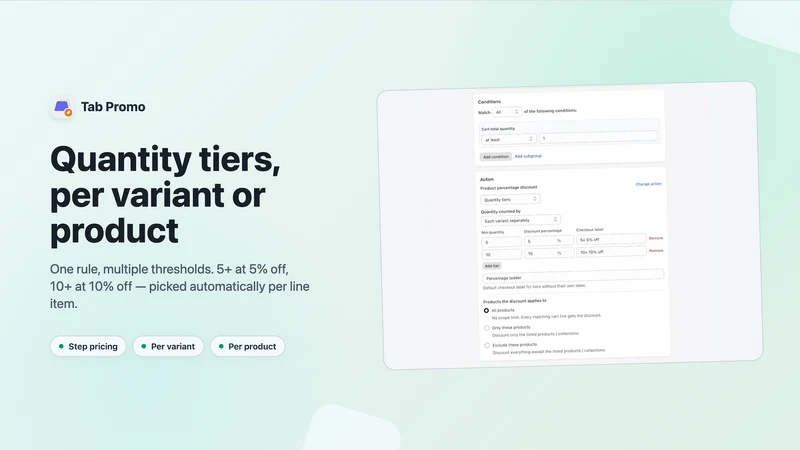 Tab Promo: Discounts & Tiers