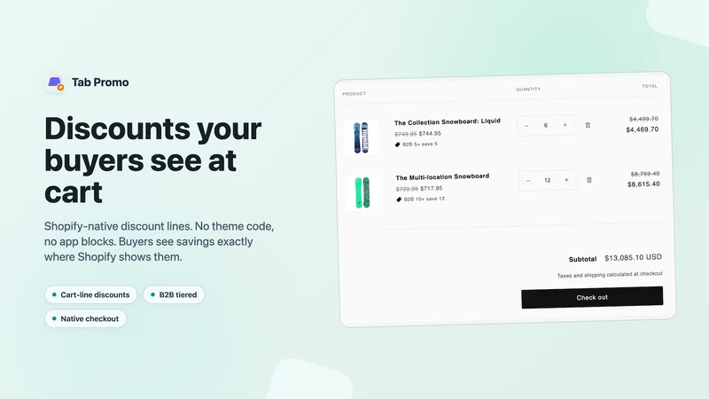 Tab Promo: Discounts & Tiers