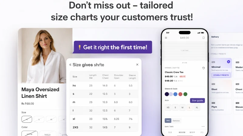 Storely Size Charts & Fit