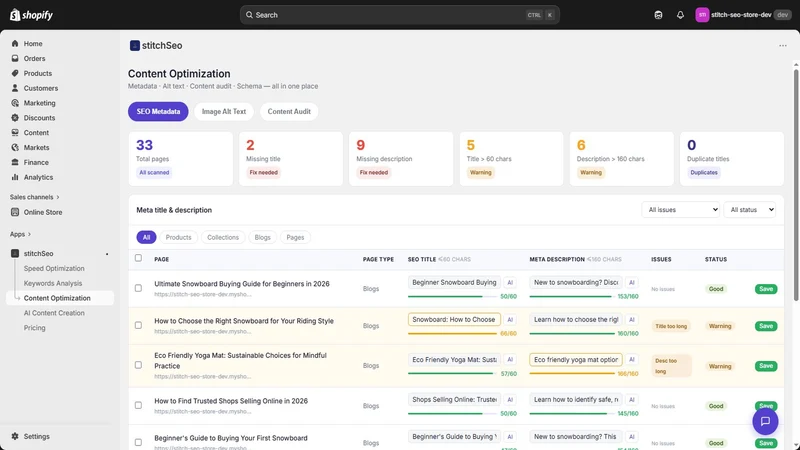StitchSEO ‑ AI SEO Optimizer